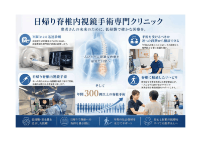 MRIを備える日帰り脊椎内視鏡手術専門クリニック　のアイキャッチ画像