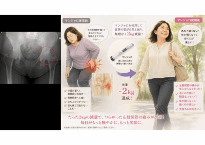 体重2㎏減らしたら、股関節の痛みが取れた！　マンジャロは関節の痛みを治すのアイキャッチ画像