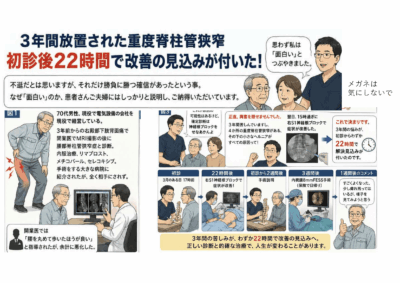 3年間放置された重度脊柱管狭窄　初診後22時間で改善の見込みが付いた！のアイキャッチ画像